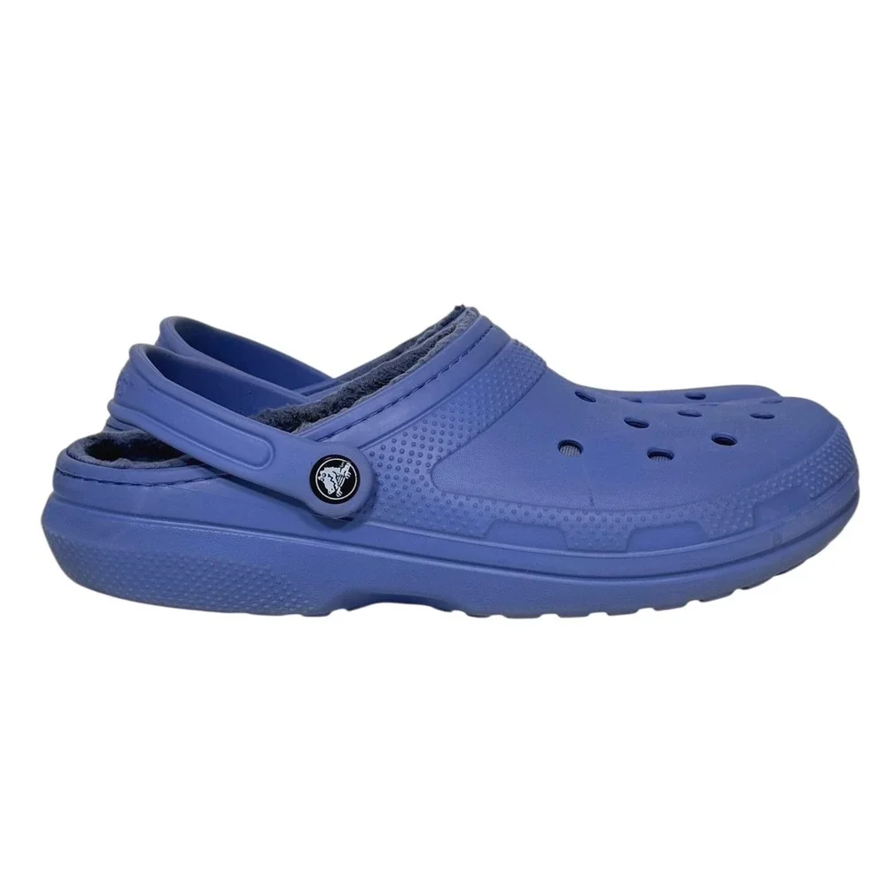 Crocs Classic Lined Clog Purple Blue Mens 9 Women 11 Faux Fur Warm Slip On Shoes